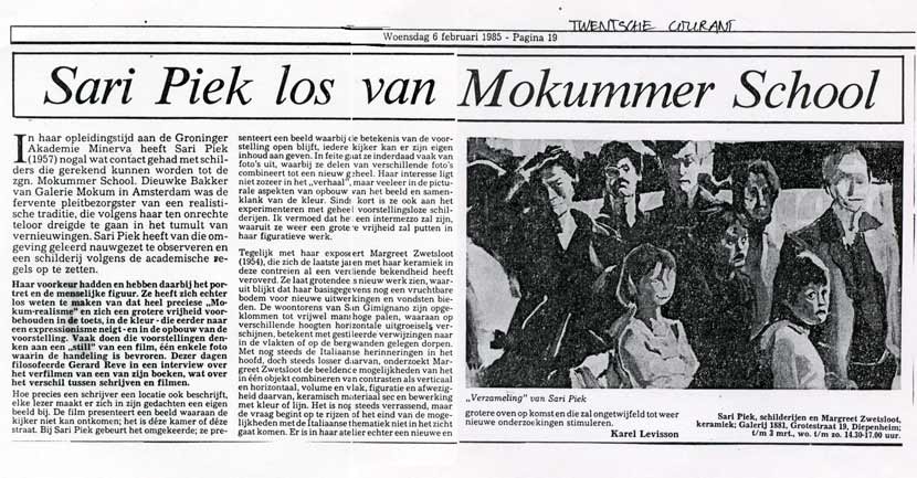 1985 Sari Piek los van Mokummer School  6-02-85 Karel Levisson Twentse Courant