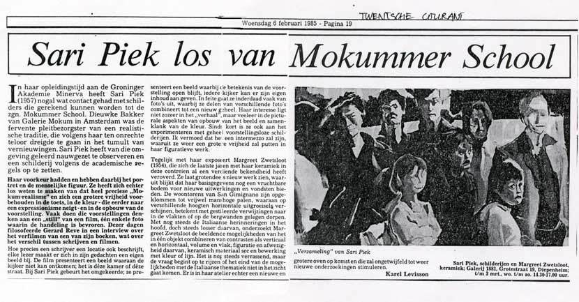 1985 Sari Piek los van Mokummer School 6-02-85 Karel Levisson Twentse Courant