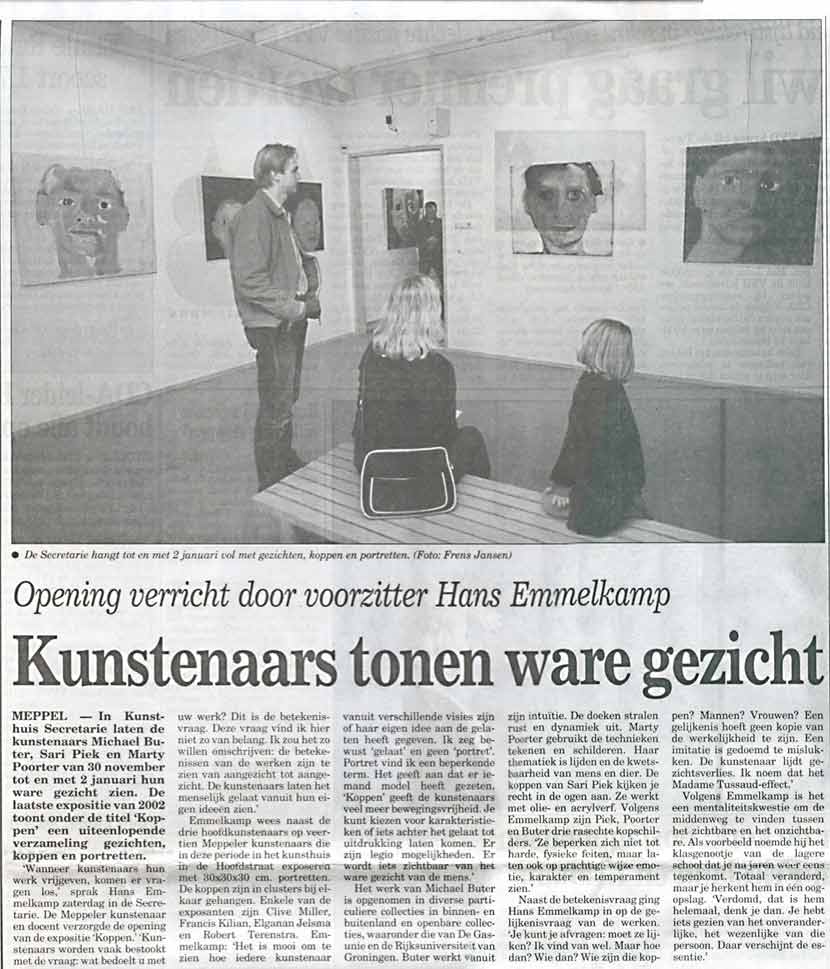 2002 Kunstenaars tonen ware gezicht 2-12-02 Meppeler Courant