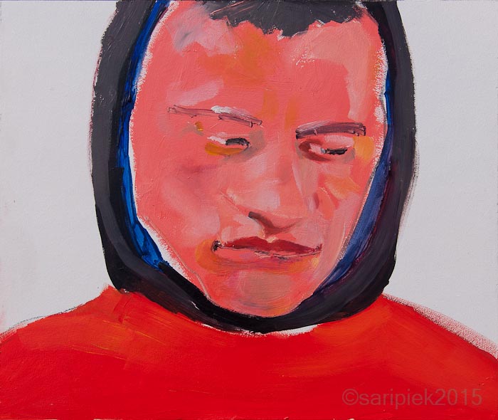 ©saripiek2015 olie op paneel 'I am - 'the hooded man'